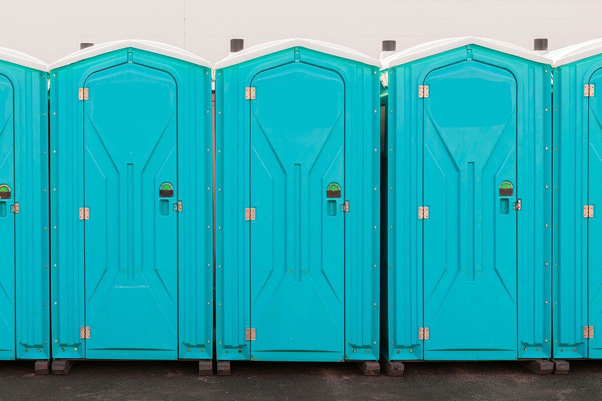 Industrial portable restroom units at a plant in Richmond, Kentucky
