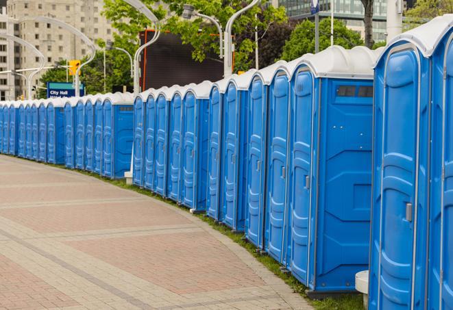 Seasonal porta potty units set up at a Richmond, Kentucky venue